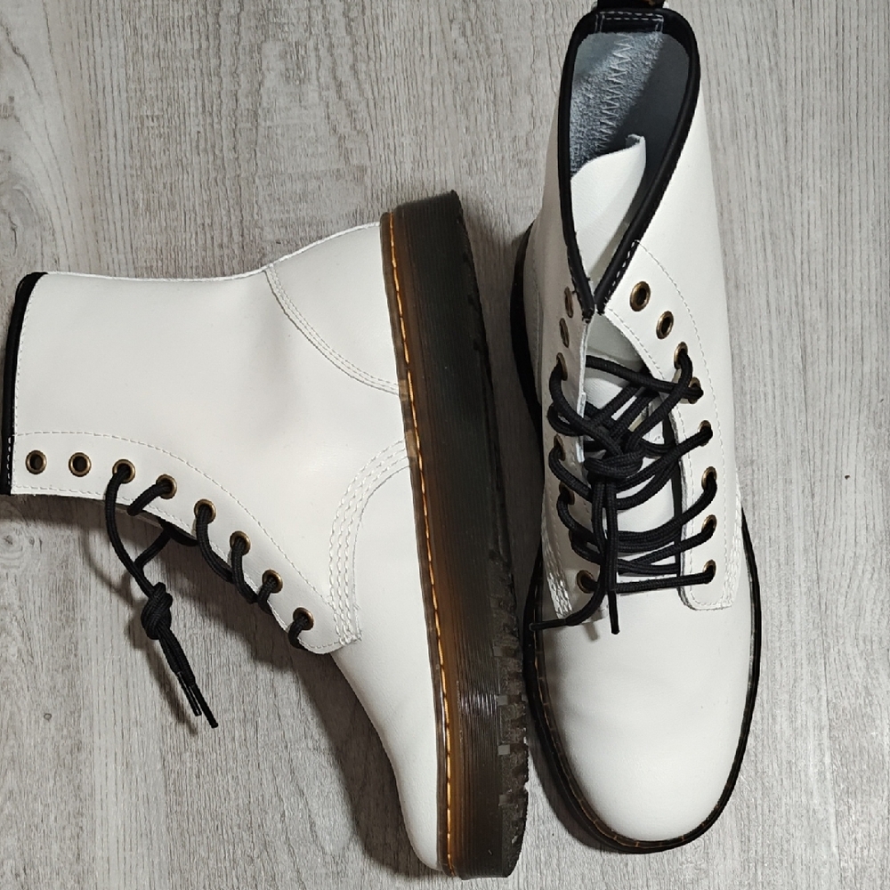Dr. Martens White Boots with Black Details